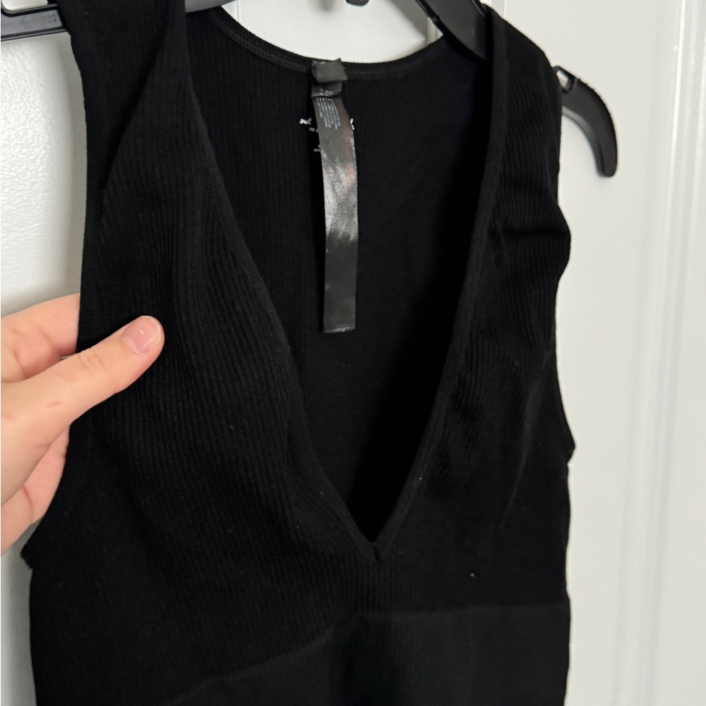 Black Ribbed Sleeveless Top
